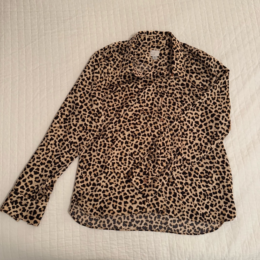 a new day Leopard Print Button-Up Shirt - Tan & Black